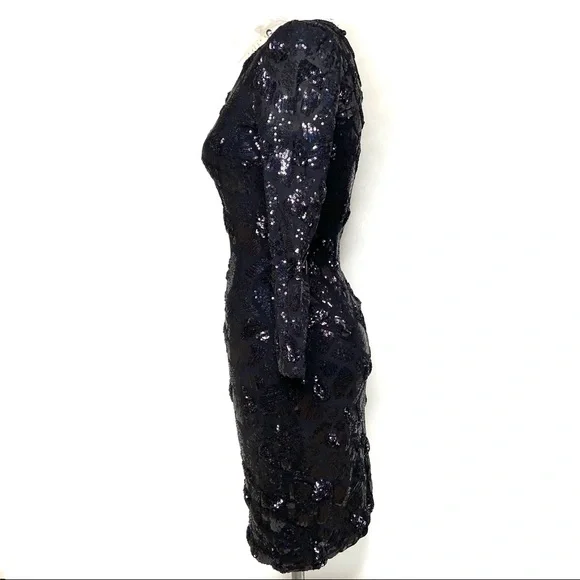 ALBERTO MAKALI Black and Iridescent Sequined Cocktail Dress - Picture 6 of 16